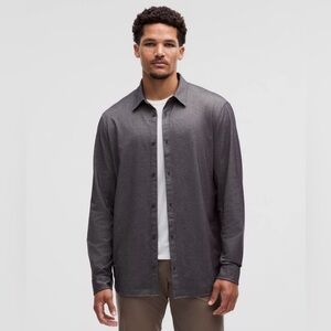 Lululemon Commission Long-Sleeve Shirt Slim Fit Enzyme Dye Grey Size Large EUC